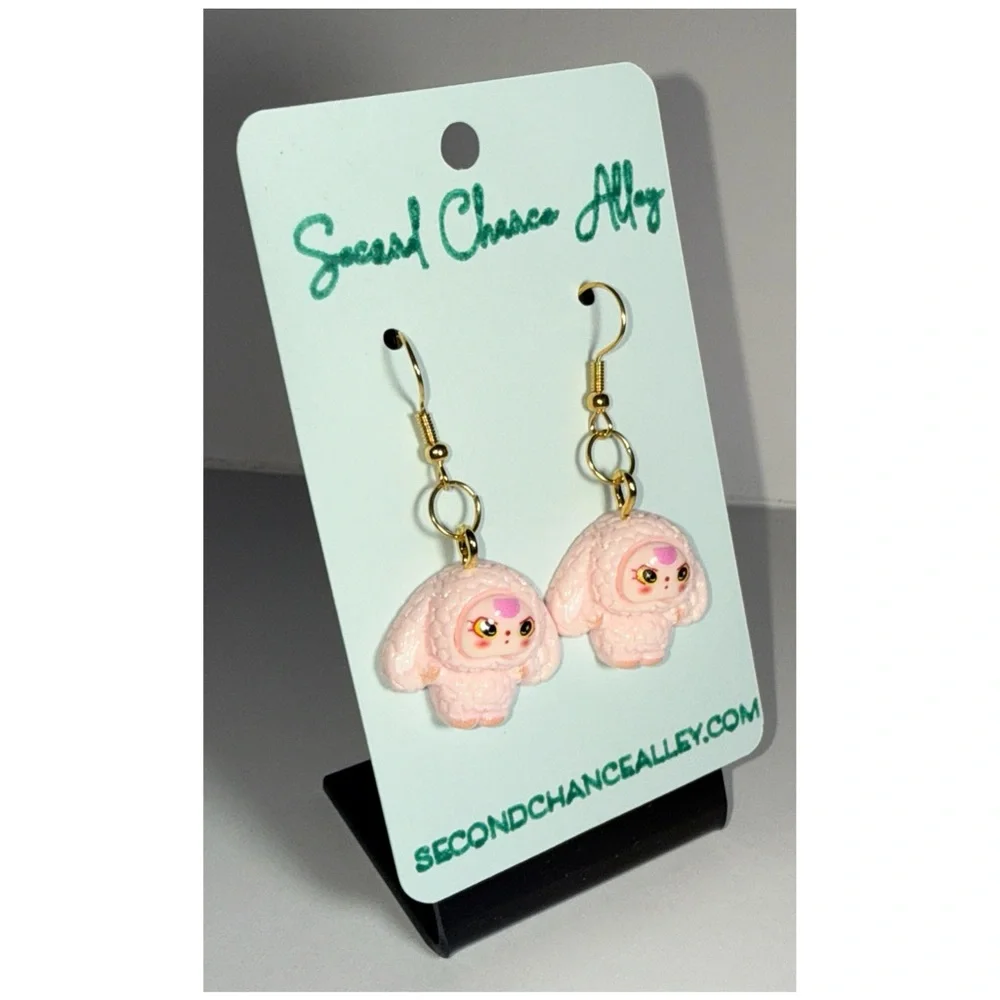 Baby Three Earrings – Handcrafted Whimsy‎ in Blush Pink